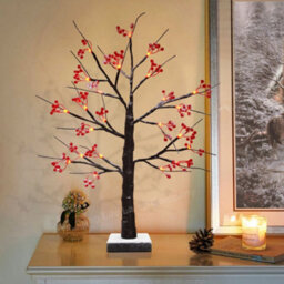Long Life Lamps Company Led Indoor Christmas Brown Colour With Snow And Red Fruit 60Cm Mains And Battery Operated Tree05 - thumbnail 8