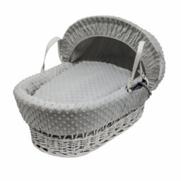 Kinder Valley Grey Dimple White Wicker Moses Basket - thumbnail 1