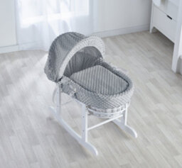 Kinder Valley Grey Dimple White Wicker Moses Basket - thumbnail 3