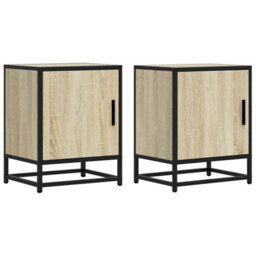 Berkfield Bedside Cabinets 2 Pcs Sonoma Oak 40X31X50 Cm Engineered Wood And Metal - thumbnail 2