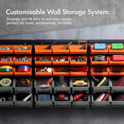 Vonhaus 45Pcs Workshop Storage Bins For Garage, Shed & Van - Wall Mount Organiser With 3 Back Panels - thumbnail 5