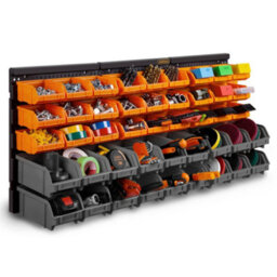 Vonhaus 45Pcs Workshop Storage Bins For Garage, Shed & Van - Wall Mount Organiser With 3 Back Panels - thumbnail 1