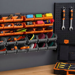 Vonhaus 45Pcs Workshop Storage Bins For Garage, Shed & Van - Wall Mount Organiser With 3 Back Panels - thumbnail 7
