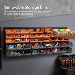 Vonhaus 45Pcs Workshop Storage Bins For Garage, Shed & Van - Wall Mount Organiser With 3 Back Panels - thumbnail 2