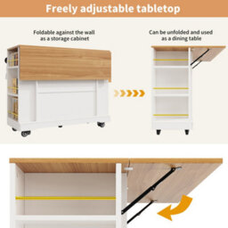 Kitchen Island On Wheels Rolling Island Cart With 2 Drawers And Double-Sided Storage Racks - thumbnail 5