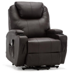 More4Homes Rise Recliner Cinema Chair With Dual Motor, Heat And Massage, Remote Control, Side Pockets And Cup Holders In Brown Bonded Leather - thumbnail 2