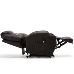 More4Homes Rise Recliner Cinema Chair With Dual Motor, Heat And Massage, Remote Control, Side Pockets And Cup Holders In Brown Bonded Leather - thumbnail 3
