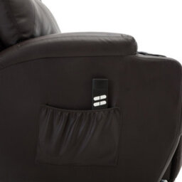 More4Homes Rise Recliner Cinema Chair With Dual Motor, Heat And Massage, Remote Control, Side Pockets And Cup Holders In Brown Bonded Leather - thumbnail 6