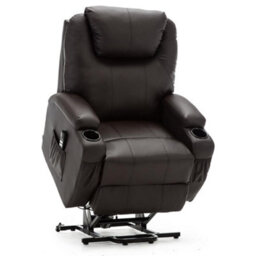More4Homes Rise Recliner Cinema Chair With Dual Motor, Heat And Massage, Remote Control, Side Pockets And Cup Holders In Brown Bonded Leather - thumbnail 4