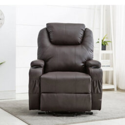 More4Homes Rise Recliner Cinema Chair With Dual Motor, Heat And Massage, Remote Control, Side Pockets And Cup Holders In Brown Bonded Leather - thumbnail 7