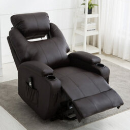 More4Homes Rise Recliner Cinema Chair With Dual Motor, Heat And Massage, Remote Control, Side Pockets And Cup Holders In Brown Bonded Leather - thumbnail 8