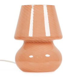 Valuelights Nelly Pin Stripe Peach Glass Table Lamp With Tapered Lampshade Bedside Light - thumbnail 2