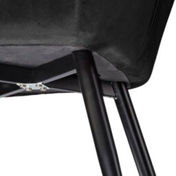 Tectake Set Of 4 Dining Chair Marilyn - With Armrests, Padded, Velvet Look, Black Steel Legs  - Black - thumbnail 8