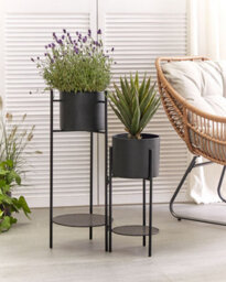Beliani Plant Stand Ulmus Metal 58 Cm Black - thumbnail 2