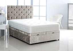 Comfy Deluxe 2Ft6 Small Single Silver Crush Velvet Foot Lift Ottoman Bed With Headboard & Mattress - thumbnail 1