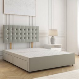 Bsspoke Isla Divan Bed Set Silver Plush Velvet With 24Inch Headboard & No Mattress No Drawers In Single Double King 4Ft 6Ft