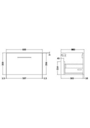 Hudson Reed Arno 600mm Wall Hung Single Drawer Unit-Charcoal Black - thumbnail 2