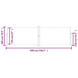 Walplus Retractable Side Awning Garden Sun Shade Canopy Gazebo For Back Door, Porch, Patio Cream 180X600 Cm - thumbnail 8