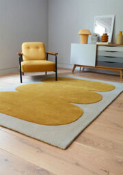 Gold White Yellow Handmade Abstract 9mm Thick Stain-Resistant Rug For Bedroom, Dining Room, Wool Area Rug-120Cm X 170Cm - thumbnail 2