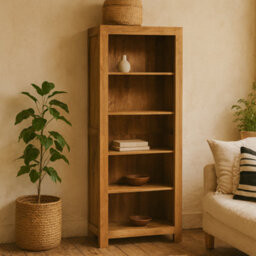Wyld Haus Manila Light Mango Wood 5-Shelf Open Bookcase 1750mm H - thumbnail 1