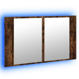 Berkfield Led Bathroom Mirror Cabinet Smoked Oak 80X12X45 Cm Acrylic - thumbnail 5