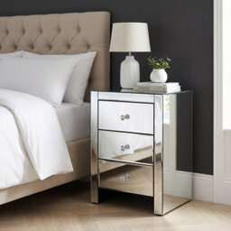 The Furniture Market Venetian Mirrored 3 Drawer Bedside Table Crystal Glass Handles Bevelled Edges Premium Quality No Assembly Required - thumbnail 8