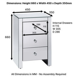 The Furniture Market Venetian Mirrored 3 Drawer Bedside Table Crystal Glass Handles Bevelled Edges Premium Quality No Assembly Required - thumbnail 9
