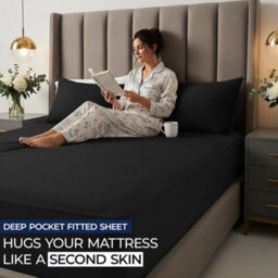 Aspire Homeware Black Fitted Sheet 40 Cm Extra Deep Pocket Hypoallergenic Bed Sheet Microfiber (L)190Cm X (W)137Cm, Double - thumbnail 5