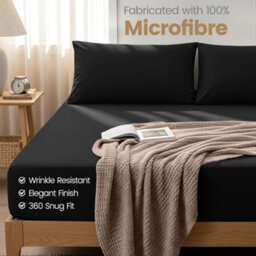 Aspire Homeware Black Fitted Sheet 40 Cm Extra Deep Pocket Hypoallergenic Bed Sheet Microfiber (L)190Cm X (W)137Cm, Double - thumbnail 8