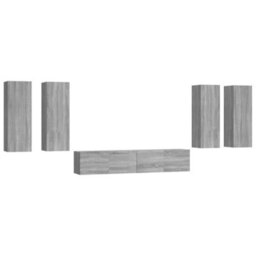 Berkfield 6 Piece Tv Cabinet Set Grey Sonoma Engineered Wood - thumbnail 2