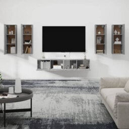 Berkfield 6 Piece Tv Cabinet Set Grey Sonoma Engineered Wood - thumbnail 3
