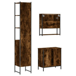 Berkfield 3 Piece Bathroom Furniture Set Smoked Oak Engineered Wood - thumbnail 8