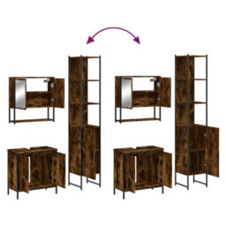 Berkfield 3 Piece Bathroom Furniture Set Smoked Oak Engineered Wood - thumbnail 9