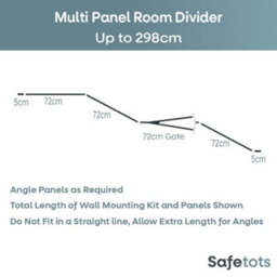 Safetots Premium Multi Panel Room Divider, Up To 298Cm Wide, Black, 70Cm Tall, Flexible Barrier With Door For Baby And Toddler - thumbnail 3