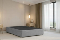 "Nexus Kyoto Silver Plush Divan Bed Base No Drawers With 26"" Strutted Headboard 4' Small Double" - thumbnail 3