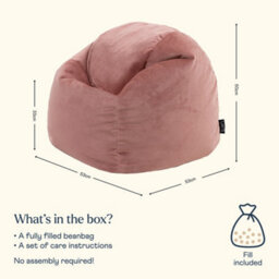 icon Kids Kingston Velvet Bean Bag Chair Dusk Pink Childrens Bean Bags - thumbnail 6