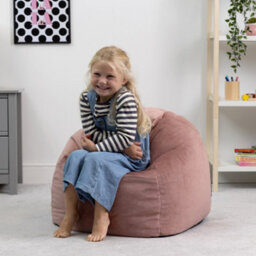 icon Kids Kingston Velvet Bean Bag Chair Dusk Pink Childrens Bean Bags - thumbnail 2