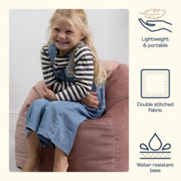 icon Kids Kingston Velvet Bean Bag Chair Dusk Pink Childrens Bean Bags - thumbnail 4