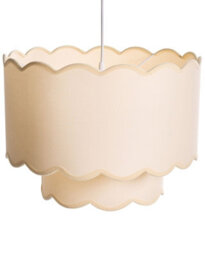 Beliani Pendant Lamp, White-Beige Double-Layer Scalloped Shade, Adjustable Height - thumbnail 3