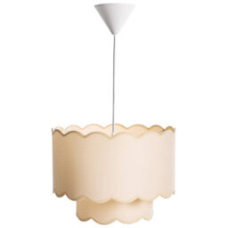 Beliani Pendant Lamp, White-Beige Double-Layer Scalloped Shade, Adjustable Height - thumbnail 2