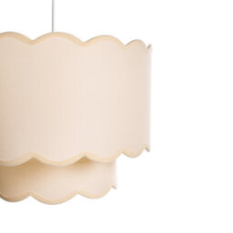 Beliani Pendant Lamp, White-Beige Double-Layer Scalloped Shade, Adjustable Height - thumbnail 6