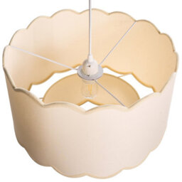 Beliani Pendant Lamp, White-Beige Double-Layer Scalloped Shade, Adjustable Height - thumbnail 5