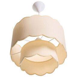Beliani Pendant Lamp, White-Beige Double-Layer Scalloped Shade, Adjustable Height - thumbnail 4