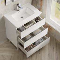 Banyetti Vatilla 700mm Floorstanding Vanity Unit With Athena Basin - Gloss White - thumbnail 4