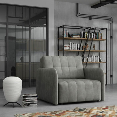 Viva Grand I Upholstered Sofa Bed With Wavy Spring Wooden Legs Wooden Frame Freestanding Backrest 85X95X98Cm Grey - image 1