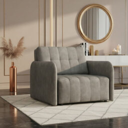 Viva Grand I Upholstered Sofa Bed With Wavy Spring Wooden Legs Wooden Frame Freestanding Backrest 85X95X98Cm Grey - thumbnail 2