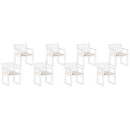 Beliani Set Of 8 Garden Chair Cushions Sassari Premium 46 X 46 Cm Light Beige - thumbnail 4