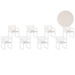 Beliani Set Of 8 Garden Chair Cushions Sassari Premium 46 X 46 Cm Light Beige - thumbnail 1