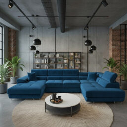 Torezio Bis U Shaped Corner Sofa Bed With Storage Chipboard Frame Polyurethane Foam Springs 346X203X70 90Cm Blue Right - thumbnail 1