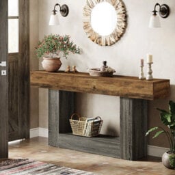 63-Inch Farmhouse Console Table, Narrow Entryway Sofa Table For Living Room - thumbnail 4